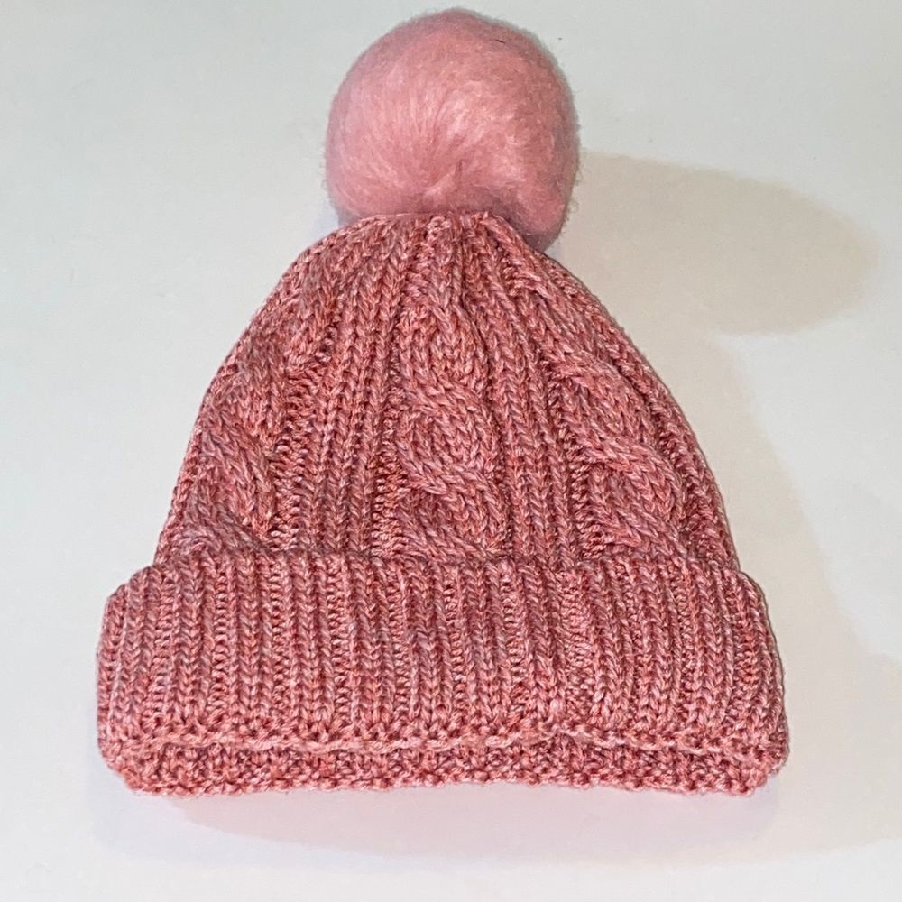 Time and Tru Pink Cable Knit Hat with Pom